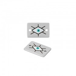 Brass Connector Tag w/ Evil Eye & Enamel 15x10mm