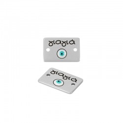 Brass Connector Tag "γιαγιά" w/ Enamel 15x10mm