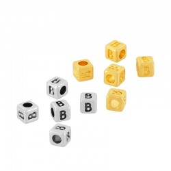 Zamak Bead Cube w/ Letter “B” 4mm (Ø2.2mm)