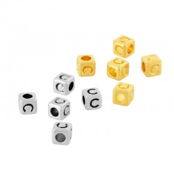 Zamak Bead Cube w/ Letter “C” 4mm (Ø2.2mm)