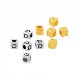 Zamak Bead Cube w/ Letter “D” 4mm (Ø2.2mm)