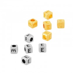 Zamak Bead Cube w/ Letter “E” 4mm (Ø2.2mm)