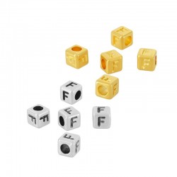 Zamak Bead Cube w/ Letter “F” 4mm (Ø2.2mm)