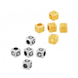 Zamak Bead Cube w/ Letter “G” 4mm (Ø2.2mm)