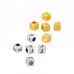 Zamak Bead Cube with Letter “J” 4mm Ø2.2mm