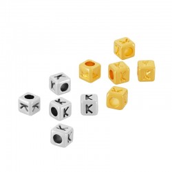 Zamak Bead Cube w/ Letter “K” 4mm (Ø2.2mm)