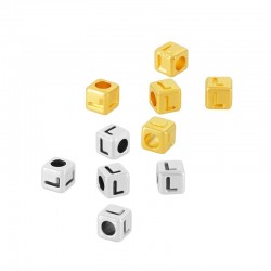 Zamak Bead Cube w/ Letter “L” 4mm (Ø2.2mm)
