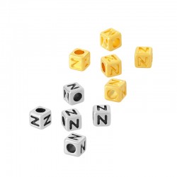 Zamak Bead Cube w/ Letter “N” 4mm (Ø2.2mm)