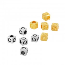 Zamak Bead Cube w/ Letter “O” 4mm (Ø2.2mm)