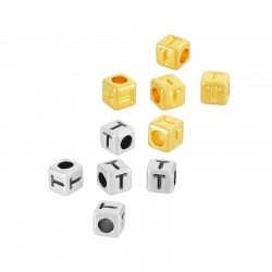Zamak Bead Cube w/ Letter “T” 4mm (Ø2.2mm)