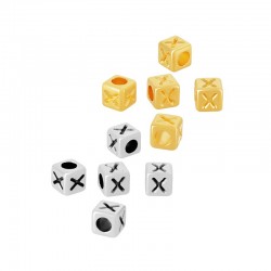 Zamak Bead Cube w/ Letter “X” 4mm (Ø2.2mm)
