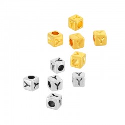 Zamak Bead Cube w/ Letter “Y” 4mm (Ø2.2mm)