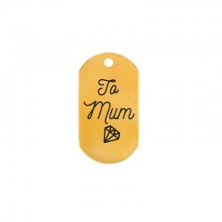 Brass Pendant Tag "To Mum" w/ Diamond 20x37mm