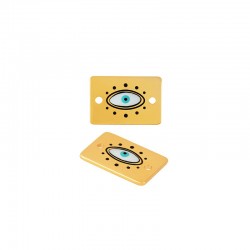 Brass Connector Tag w/ Evil Eye & Enamel 15x10mm