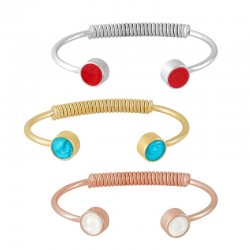 Brass Eco Bracelet w/ Coil & Enamel 67mm