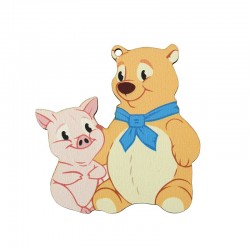 Wooden Pendant Bear & Pig 59x63mm
