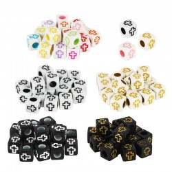 Acrylic Bead Cube w/ Cross 6mm (Ø3.4mm) (~250pcs)