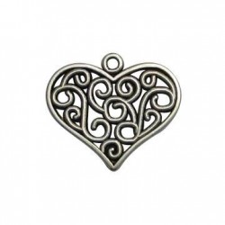 Zamak Charm Heart Filigree 25x27mm