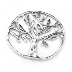Pendentif Rond avec Arbre de Vie en Métal/Zamak 50mm