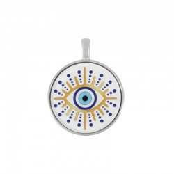 Plexi Acrylic Pendant Round with Evil Eye & Zamak Setting 33mm