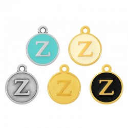  Bréloque Ronde avec Lettre "Z" Emaillée 14mm