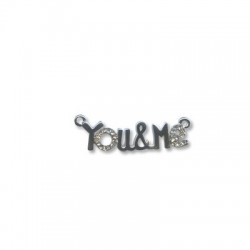 Conector de Metal Palabra "YOU & ME" con Strass 31x9mm