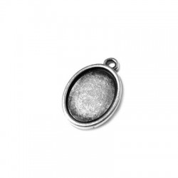 Breloque Cadre Ovale en Métal/Zamac, 16x20mm (diam. int. 13x18mm)