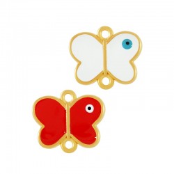 Zamak Connector Butterfly w/ Evil Eye & Enamel 18x13mm
