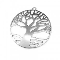 Pendentif Rond avec Arbre de Vie en Métal/Zamak 56mm
