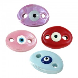Enamel Ceramic Connector with Evil's Eye 25x19mm (Ø 3.5mm)