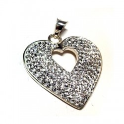 Ciondolo in Argento 925 Cuore con Strass 26x28mm