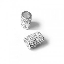 Passante in Argento 925 Tubo con Strass 11mm (Ø 5mm)