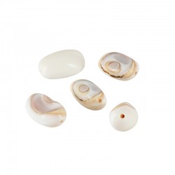 Shell Bead Oval Irregular (~15x9mm) (Ø~1.2mm) (~65pcs)