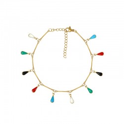Stainless Steel 304 Bracelet w/ Drops & Enamel 190mm