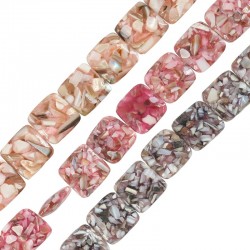 Resin Bead Square w/ Shell Chips 15mm (Ø0.5mm)