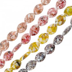 Resin Bead Oval w/ Shell Chips 12x16mm (Ø0.5mm)