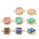 Zircon Brass Connector Square & Opal Stone 12mm