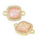Zircon Brass Connector Square & Opal Stone 12mm