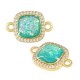 Zircon Brass Connector Square & Opal Stone 12mm