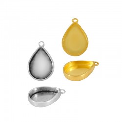 Brass Charm Setting Drop 15x18mm