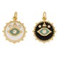 Brass Charm Round Evil Eye with Enamel & Zircon 16mm
