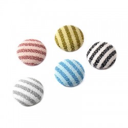 Bouton rond en Tissu rayé 15 mm
