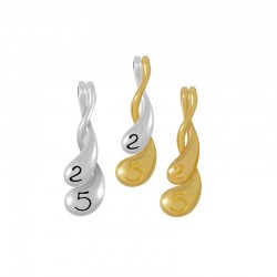 Zamak Lucky Charm Drop "25" 9x28mm 11x37mm (2pcs/Set)