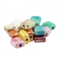 Ceramic Square Bead Flat w/ Enamel 10mm/3mm (Ø2.2mm)