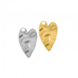 Stainless Steel 304 Charm Heart Hammered 16x24mm