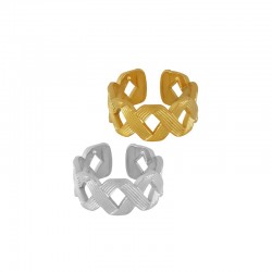 Stainless Steel 304 Finger Ring with Rhombus 9mm