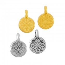 Zamak Charm Round w/ Flower 7mm