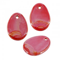 Ceramic Pendant Oval w/ Enamel 25x34mm