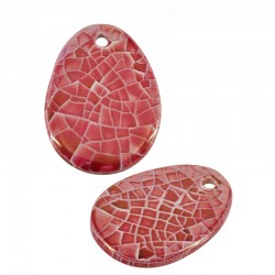 Ceramic Pendant Oval w/ Enamel 25x34mm