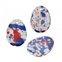Ceramic Pendant Oval w/ Enamel 25x34mm